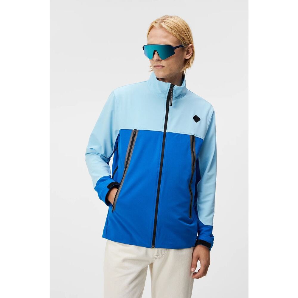 J. Lindeberg Men's Kess Softshell Colorblock Jacket in Medium Nautical Blue
